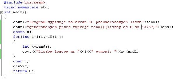 pętla for